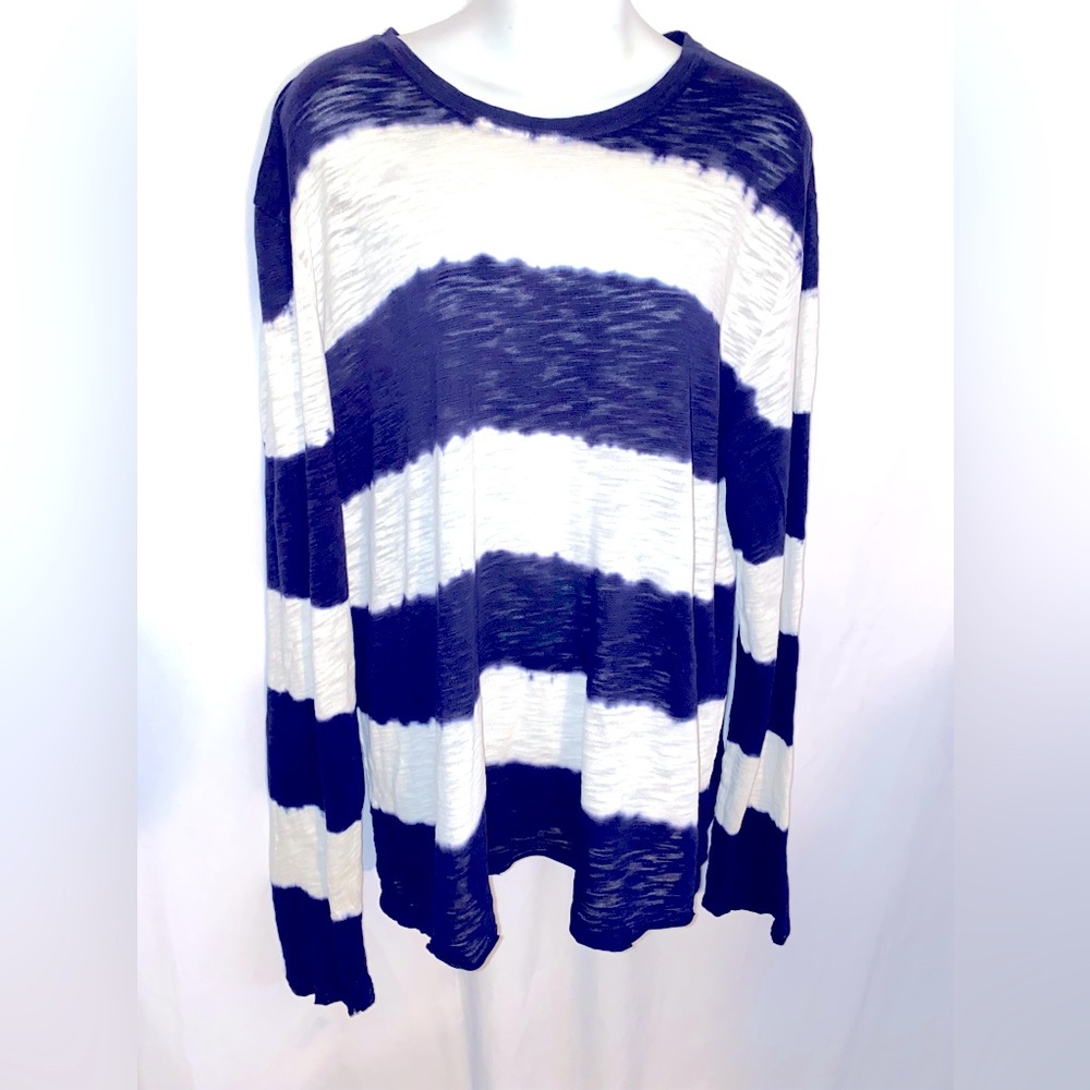 ATM  Dark Blue and White Top